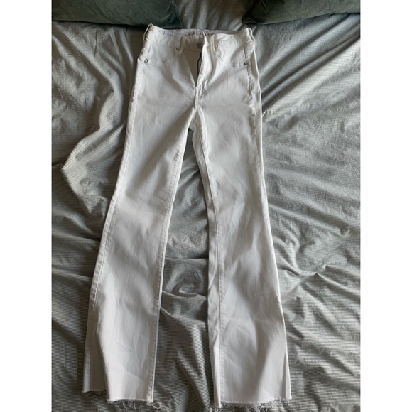 high waisted white flare jeans